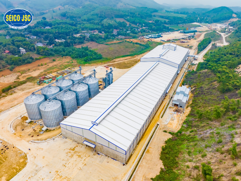 Kết cấu thép nông nghiệp được sử dụng để xây dựng nhà máy cám